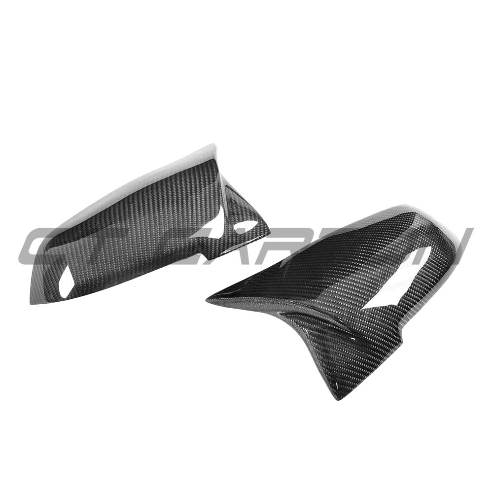 BMW Fxx Series carbon fiber mirrors by CT Carbon, showing sleek, aerodynamic mirror shells with black carbon fiber finish.