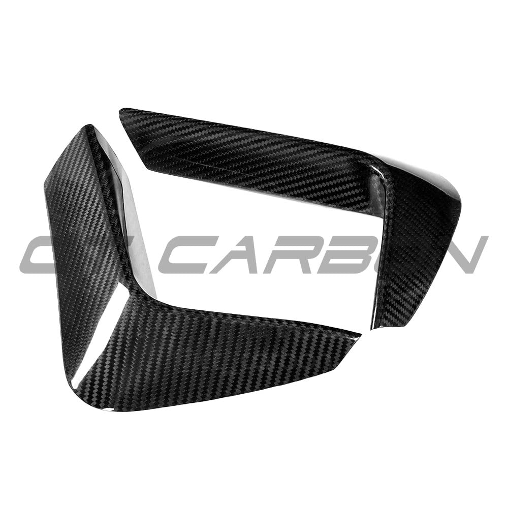 BMW M3 M4 F80 F82 F83 rear carbon fibre bumper canards by CT Carbon, showing aerodynamic car accessories on the rear bumper.