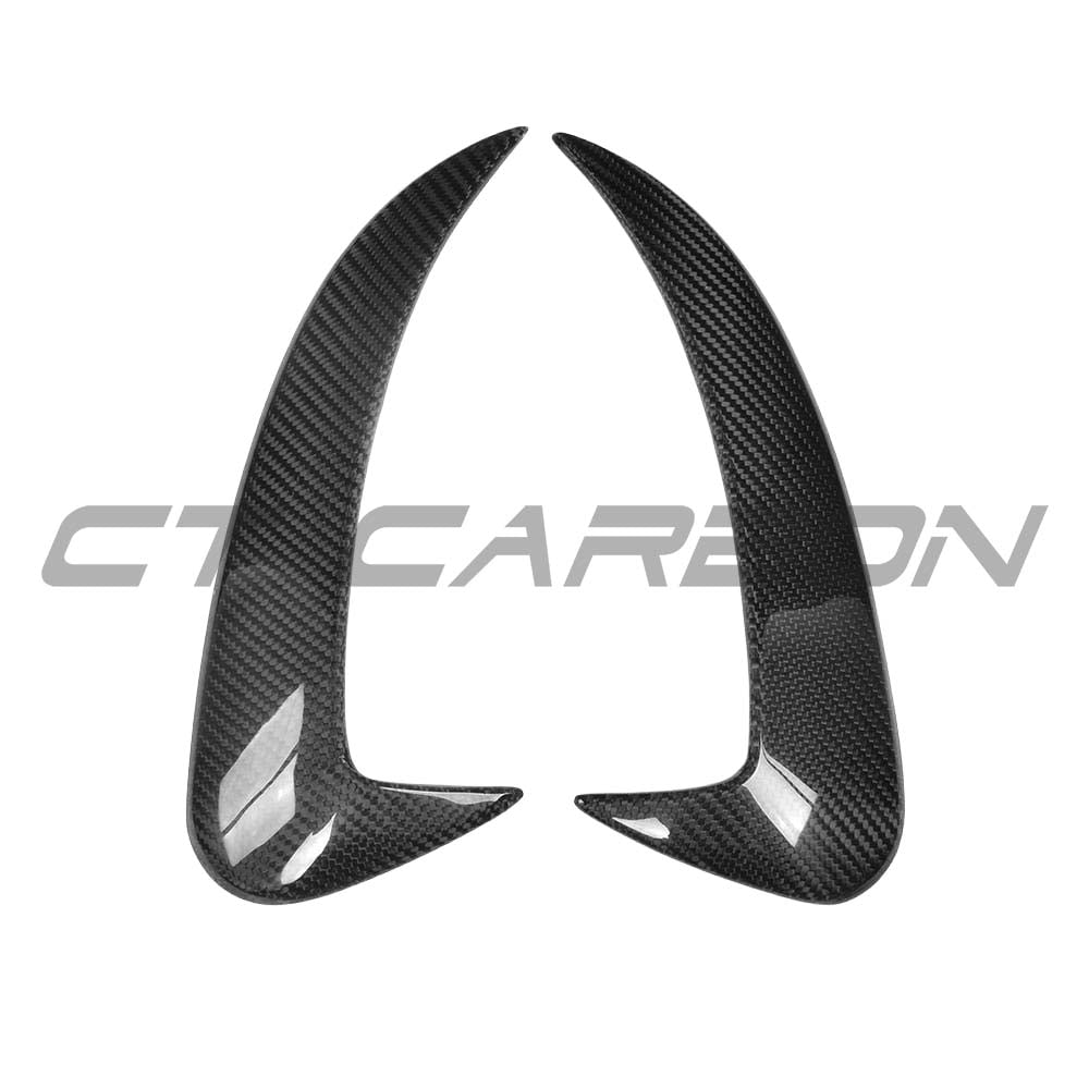 Carbon fibre rear bumper canards for Mercedes W205 C63 and C43 saloon by CT Carbon, vehicle accessories for enhanced aerodynamics.