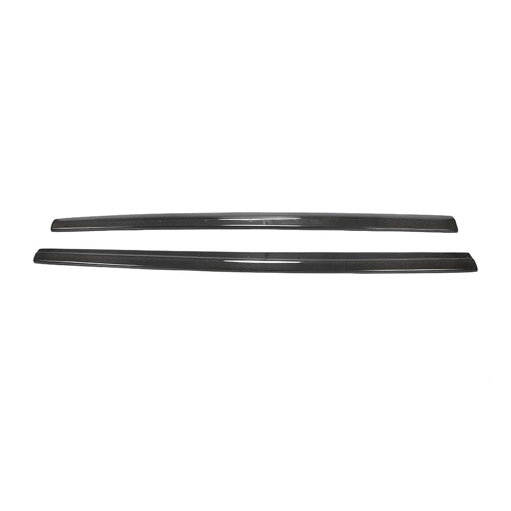 CT Carbon side skirts for Audi A3/S3/RS3 8V saloon, made of carbon fiber, featuring sleek, aerodynamic design.