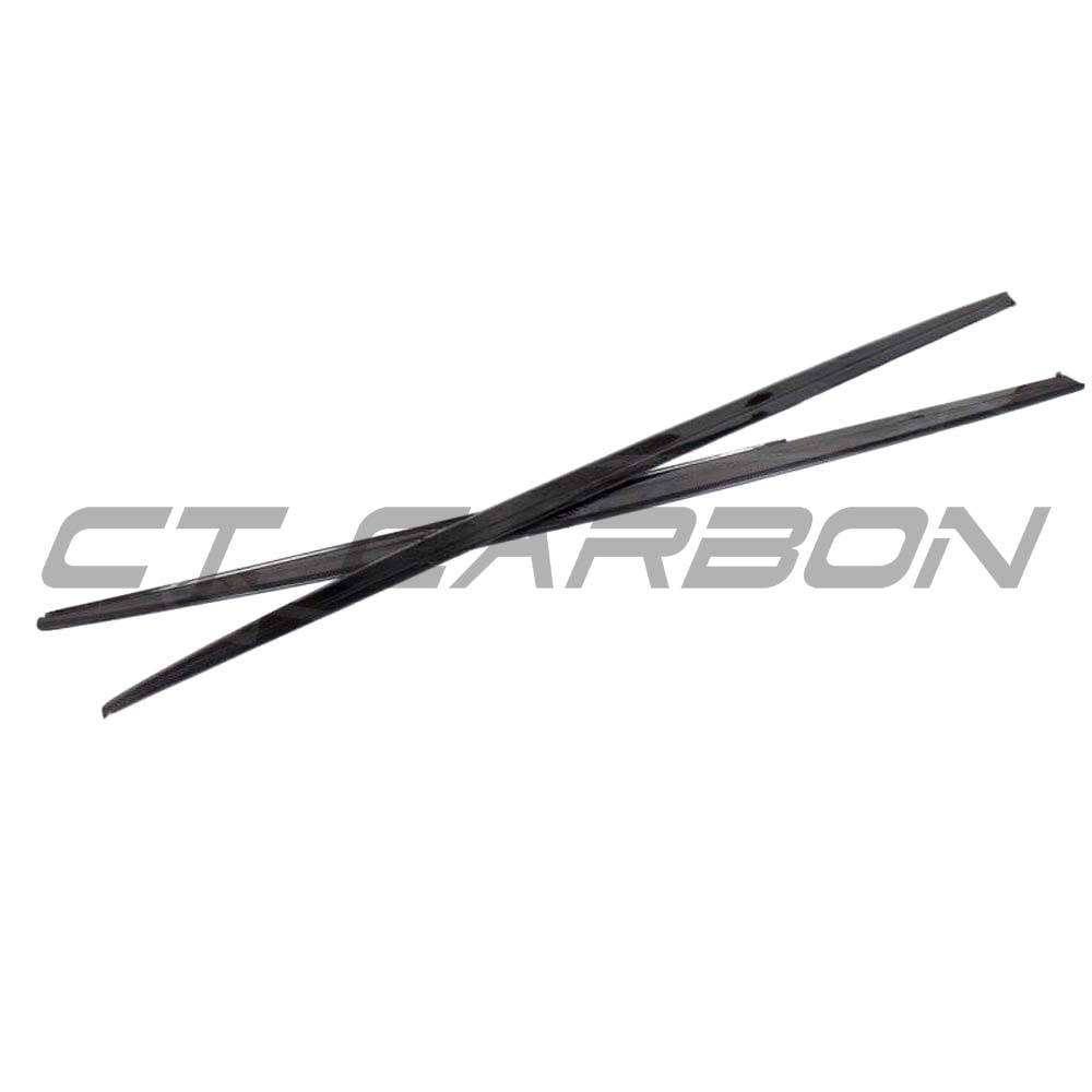 BMW F30 3 Series 2011-2019 CT Carbon side skirts in full carbon fiber, featuring MP style design for sporty enhancement.
