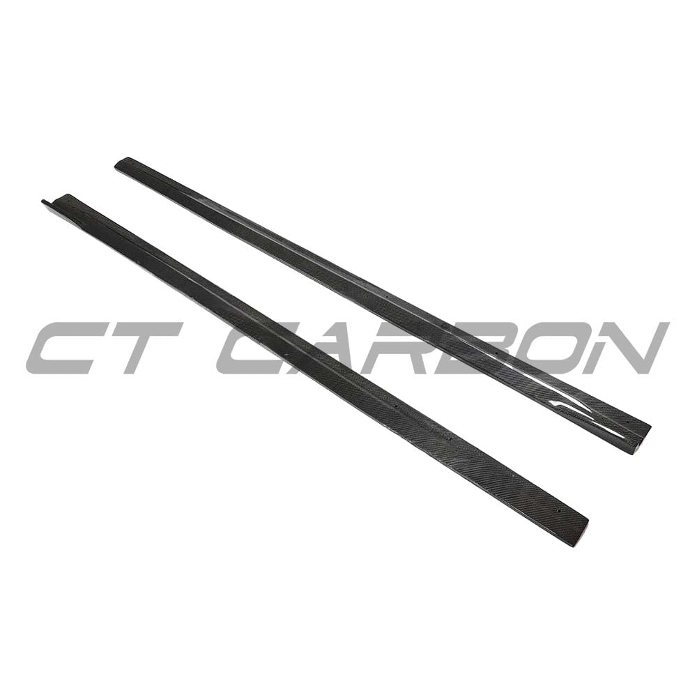BMW M2 F87 CT Carbon side skirts in carbon fibre with a sleek 3D design for enhanced aerodynamics and sporty appearance.