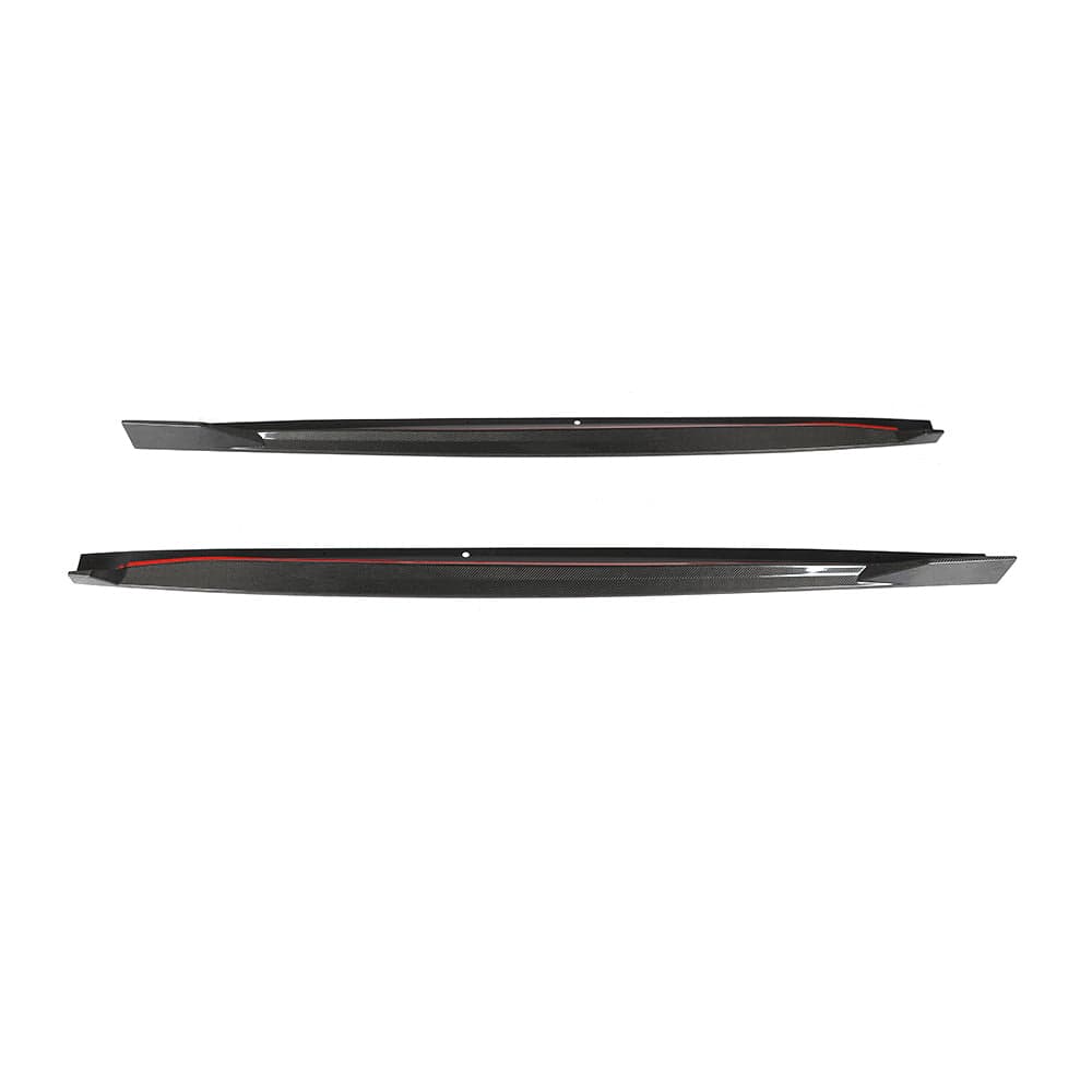 BMW X5 G05 carbon fibre side skirts by CT Carbon, showing sleek, aerodynamic design attached to the vehicle's side.
