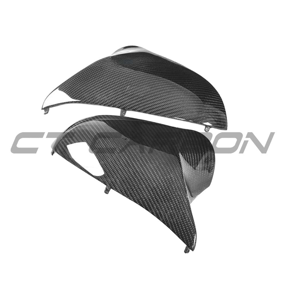 BMW F80 F82 F83 F87 M2C M3 M4 carbon fibre side mirrors by CT Carbon, RHD only, showcasing sleek, lightweight aerodynamic design.