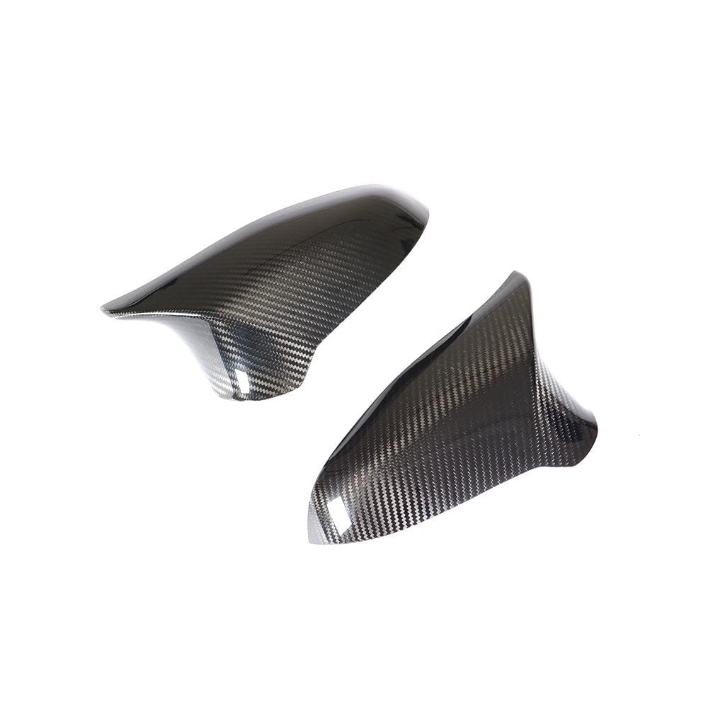 BMW F80/F82/F83/F87 M2C M3 M4 carbon fibre mirrors for right-hand drive, manufactured by CT Carbon, with split design.
