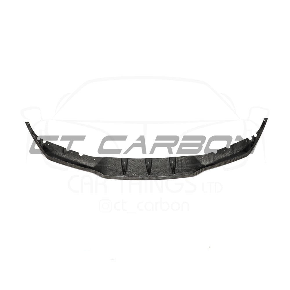 BMW F90 M5 Competition carbon fibre splitter by CT Carbon, showing the sleek R-style design on the front bumper.