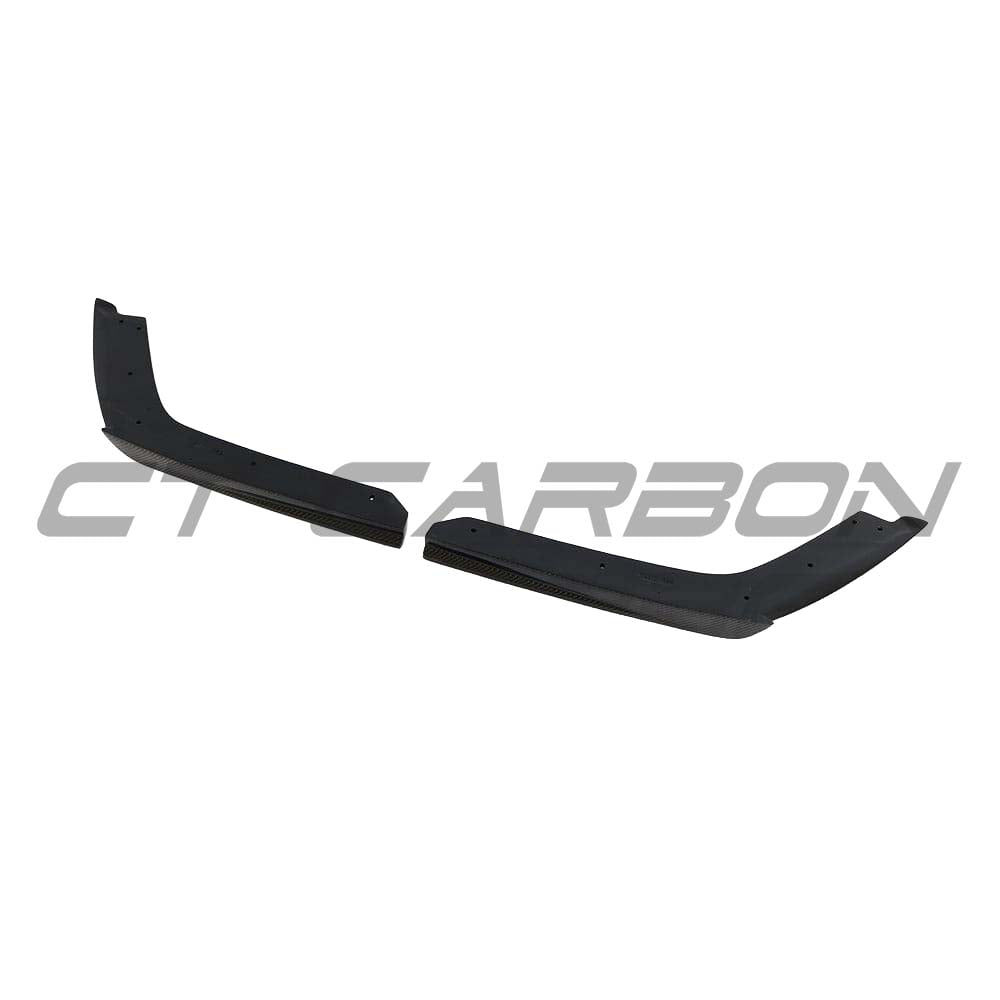 BMW M3 M4 F80 F82 F83 carbon fiber rear bumper corners from CT Carbon, showcasing sleek, lightweight automotive accessory details.