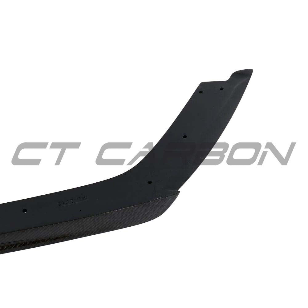 BMW M3 M4 F80 F82 F83 carbon fibre rear bumper corners by CT Carbon, close-up view of lightweight, aerodynamic accessory.