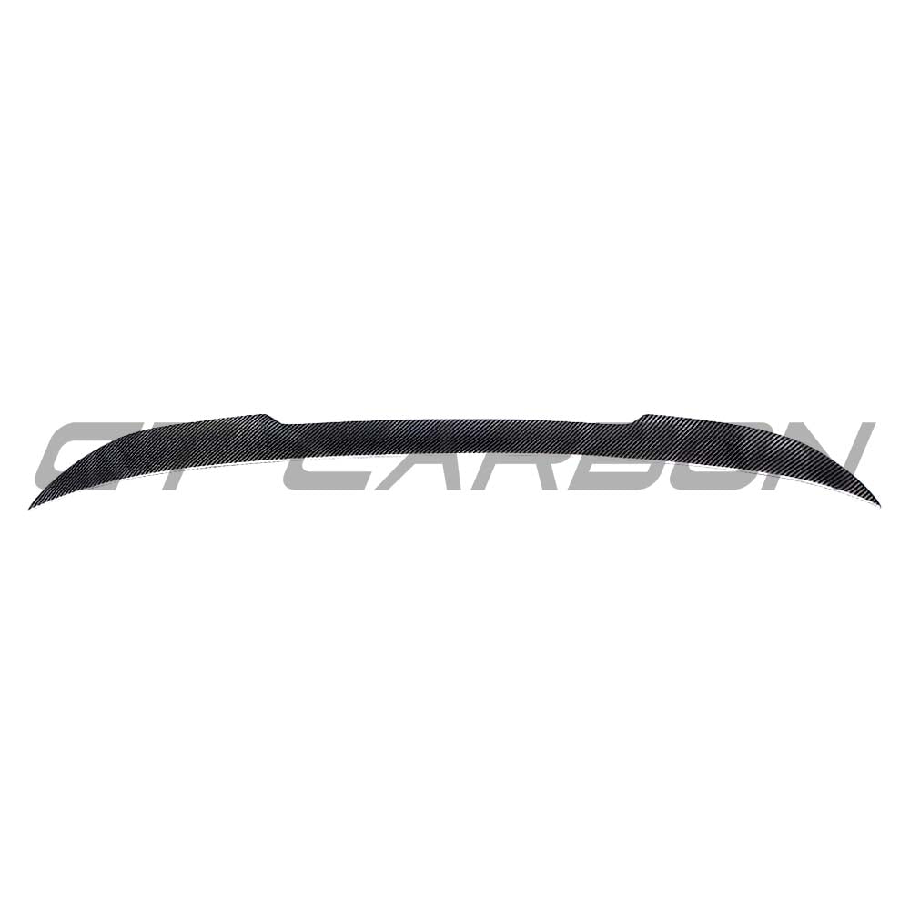 BMW M5 F90 and G30 5 Series carbon fiber spoiler by CT Carbon, showing the sleek, lightweight spoiler with detailed carbon fiber texture.