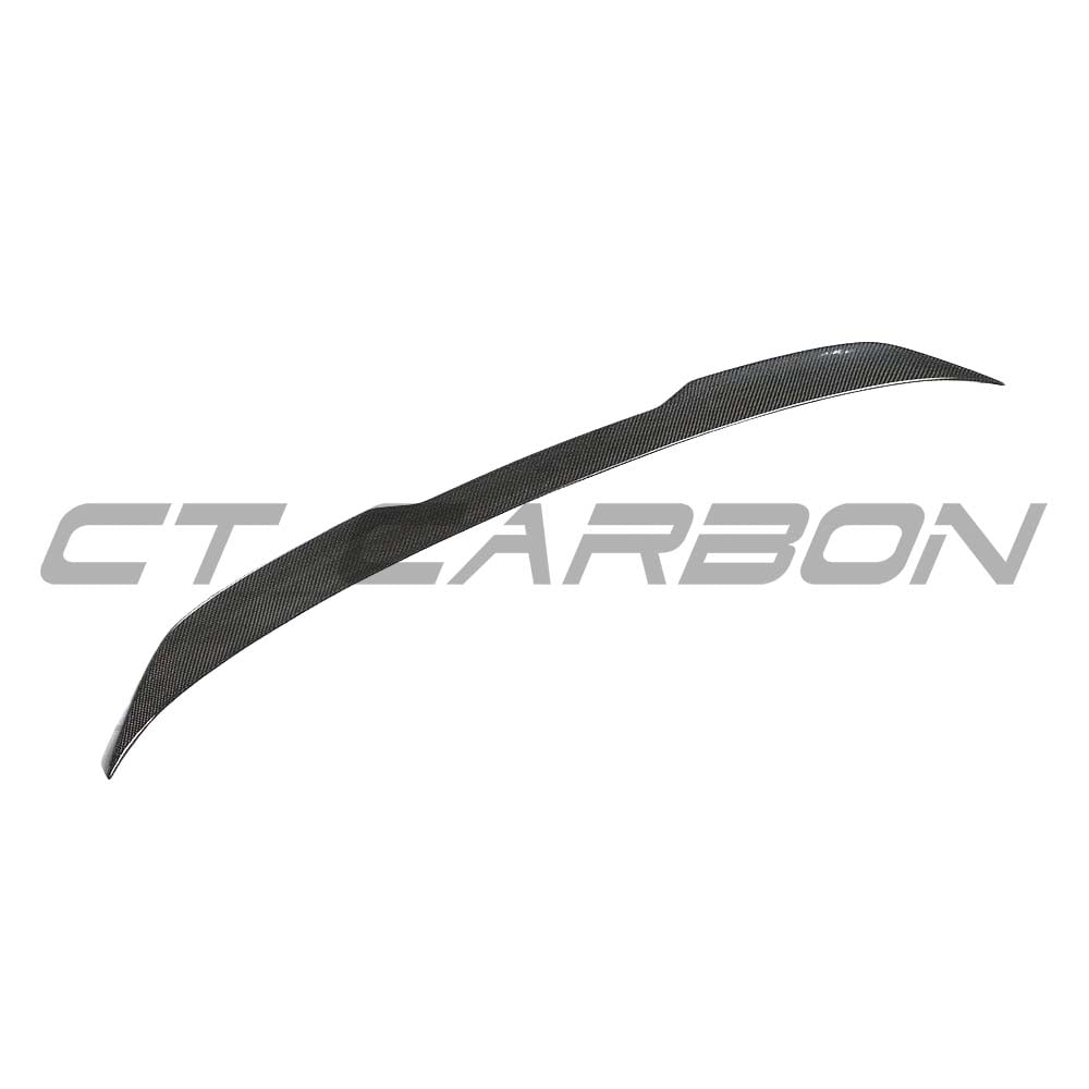 BMW G30 5 Series carbon fibre kit by CT Carbon, includes splitter and spoiler with V8 and MP style design, showcasing sleek carbon fiber details.