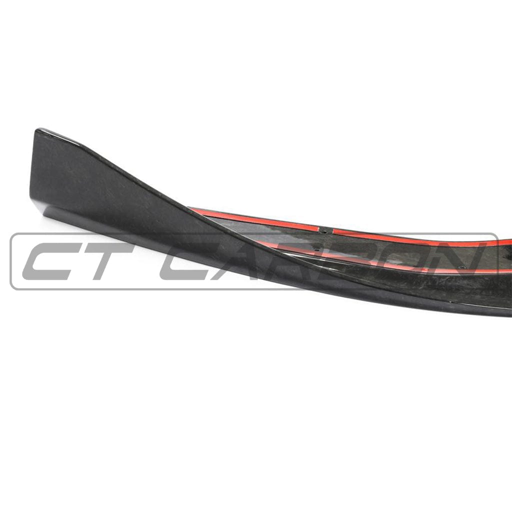 CT Carbon Lamborghini Huracan Performante forged splitter, lightweight aerodynamic car part with carbon fiber finish.