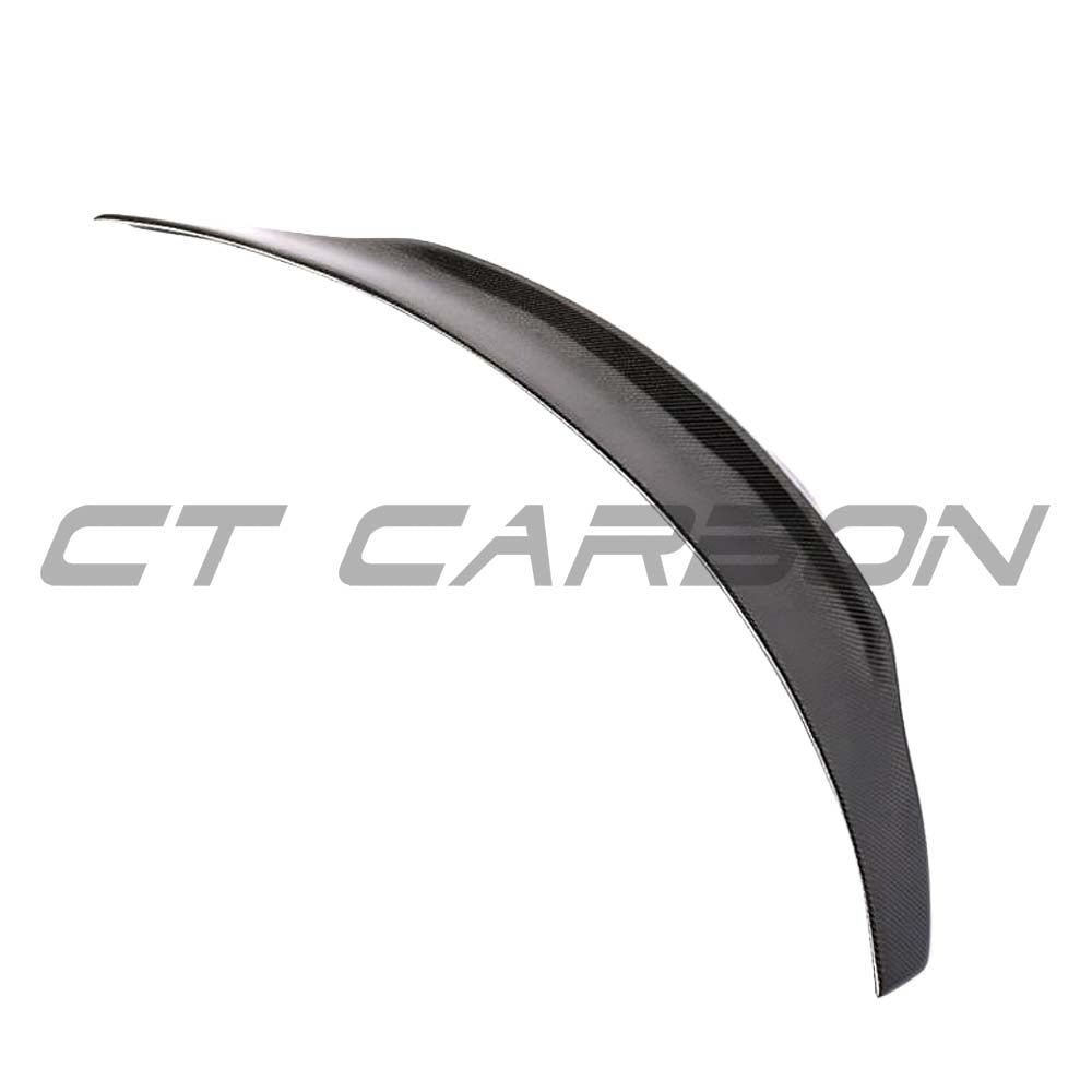 Carbon fiber kit for Mercedes C63 W205 coupe, featuring a ducktail spoiler and sleek aerodynamic design by CT Carbon.