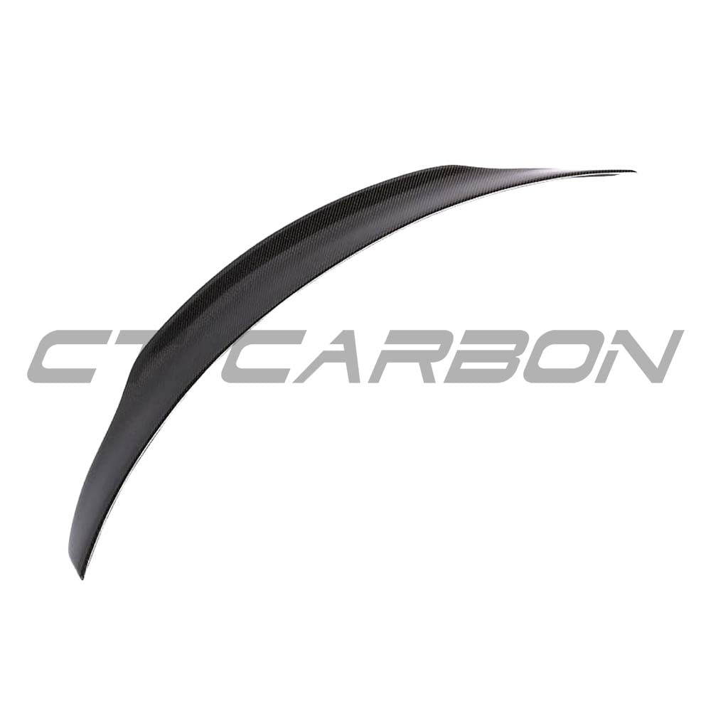 Mercedes C63 W205 2015-2018 coupe CT Carbon full carbon fibre kit, including PS style ducktail spoiler on a black car.