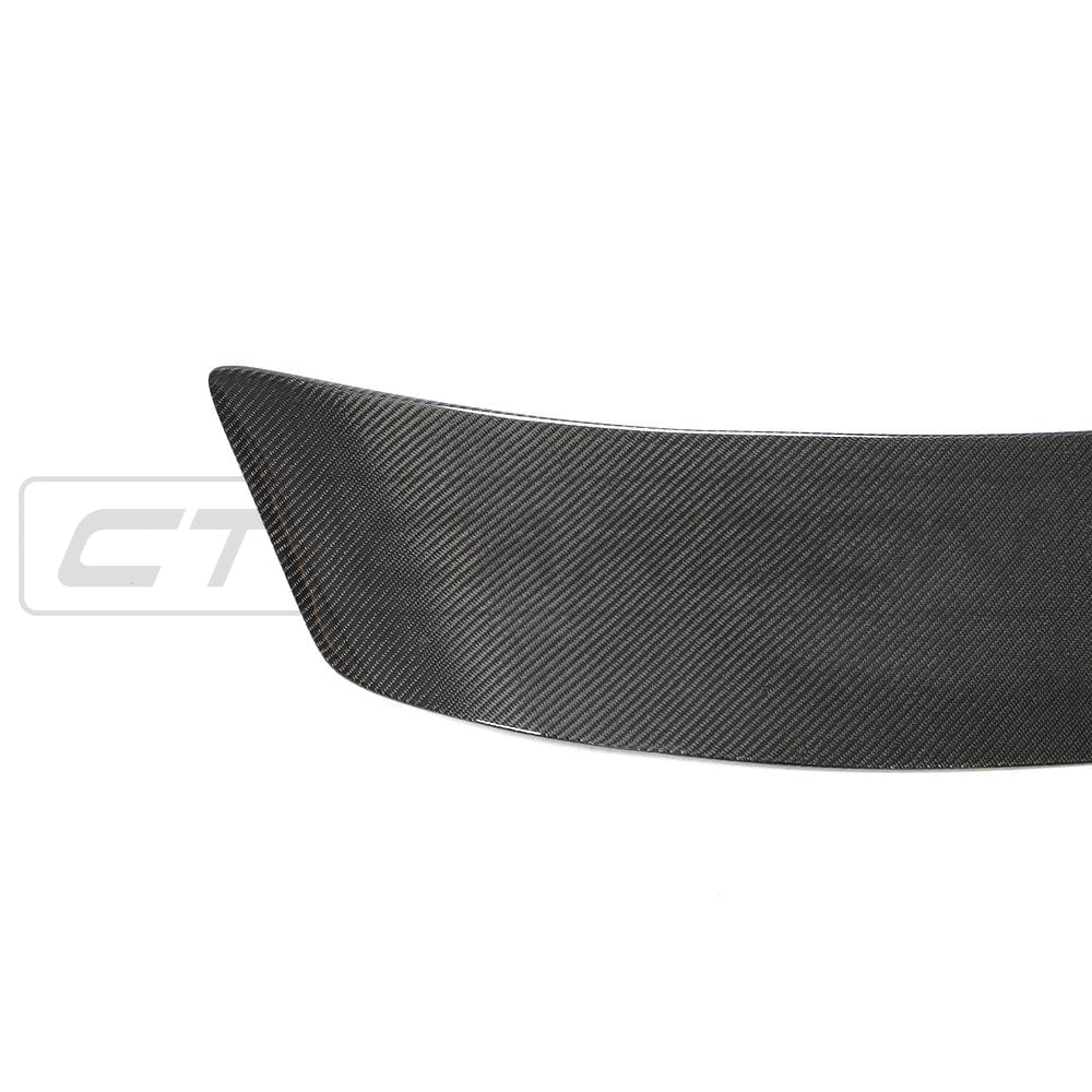 Carbon fibre spoiler for Mini Cooper S F56/JCW Sport Pack by CT Carbon, showcasing its sleek aerodynamic design.