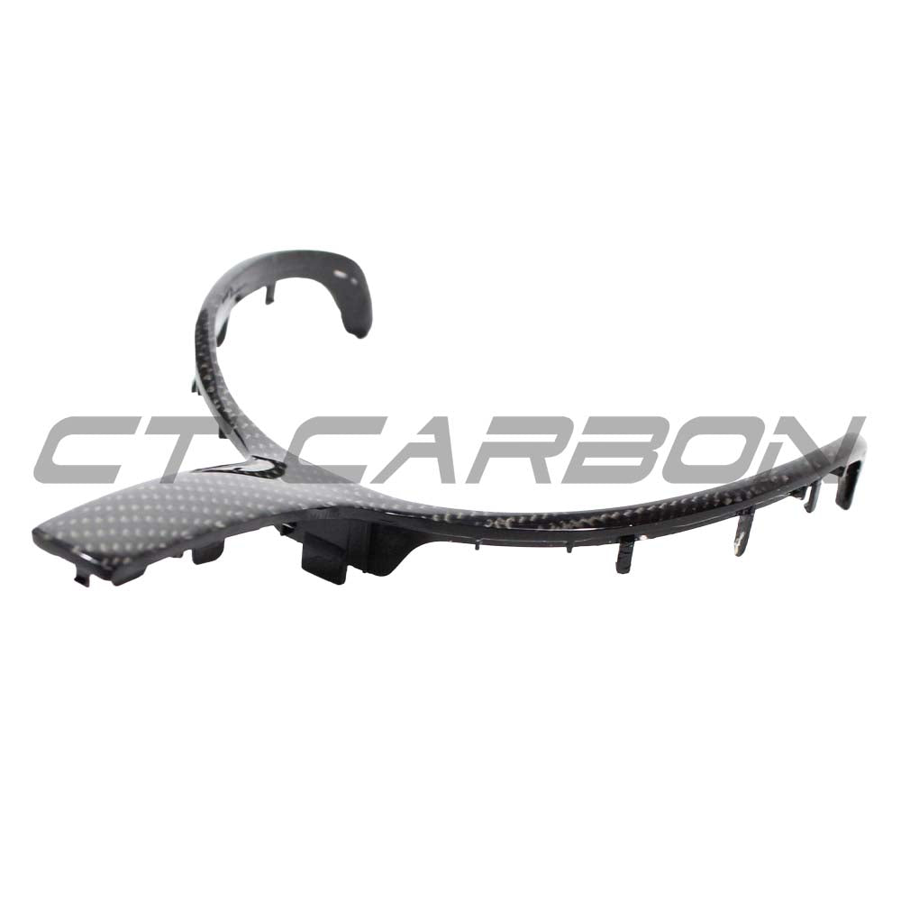 BMW M Sport Fxx carbon fibre steering wheel trim by CT Carbon, showing textured black carbon fibre accessory for 2012-2019 models.