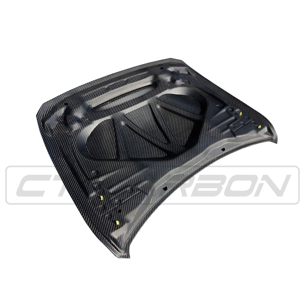 BMW M3 M4 F80 F82 F83 carbon fiber bonnet by CT Carbon, GTS style, showcasing sleek lightweight carbon fibre design.