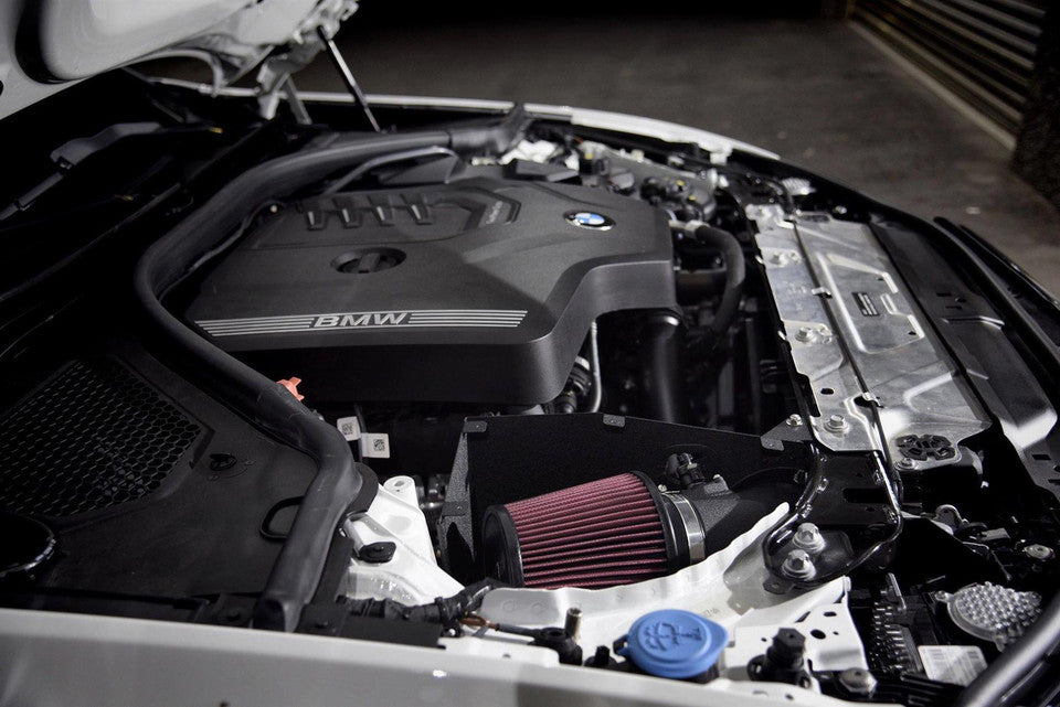 MST Performance induction kit for BMW 3 & 4 Series 2.0T B48 G2x engine, featuring high-performance air intake components.