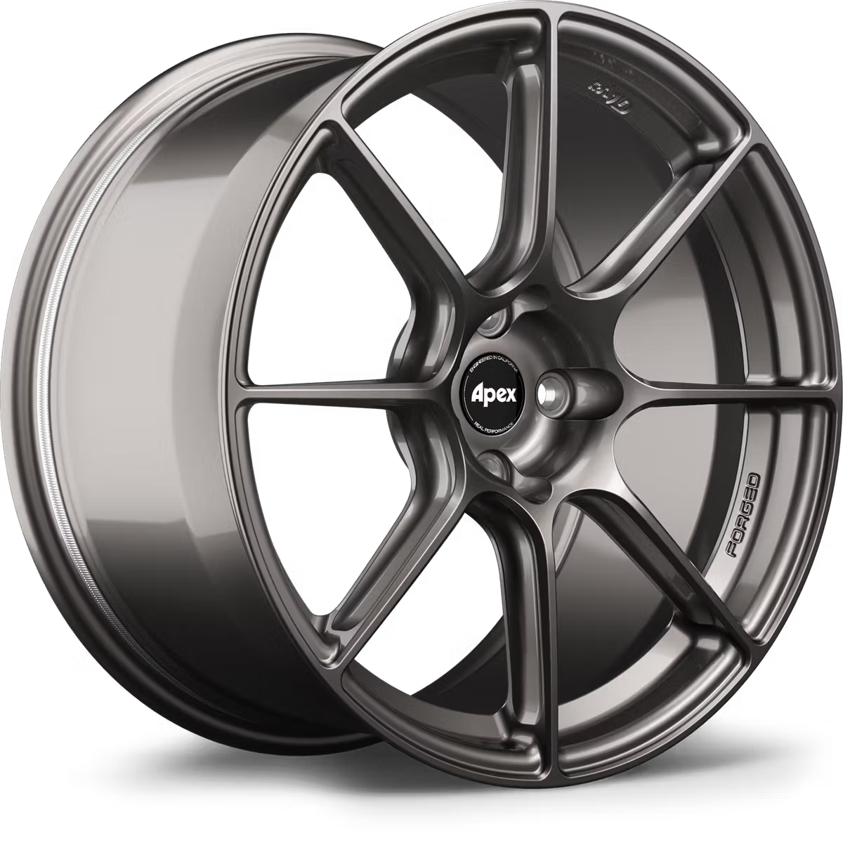 Apex SM-8RS forged alloy wheels with a sleek, modern design featuring multiple spokes and a matte finish for high-performance vehicles.