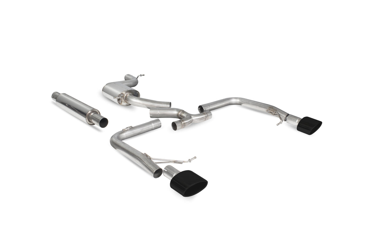 Scorpion Seat Leon Cupra 2.0 Tsi ST resonated cat-back exhaust system, showing polished stainless steel pipes and muffler.