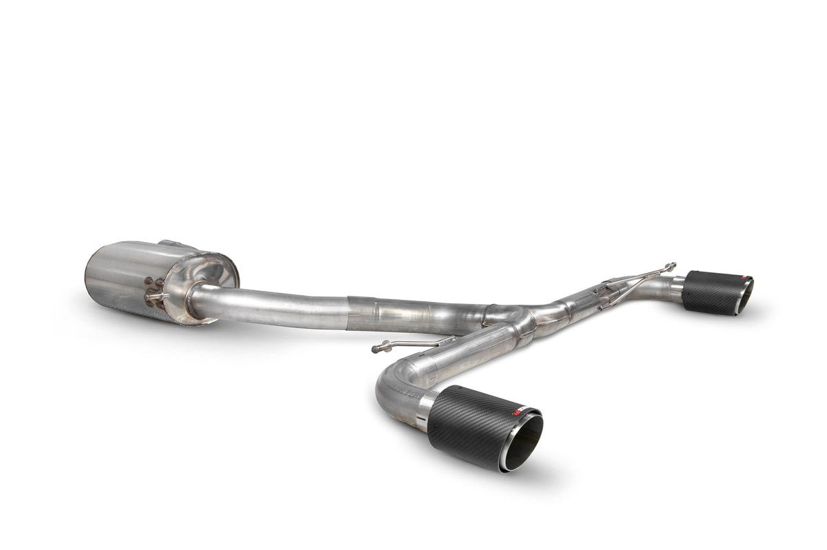 Scorpion Volkswagen Golf Mk6 GTI 2.0 TSI Edition 35 cat-back exhaust system with resonated predator design, chrome finish, and dual tips.