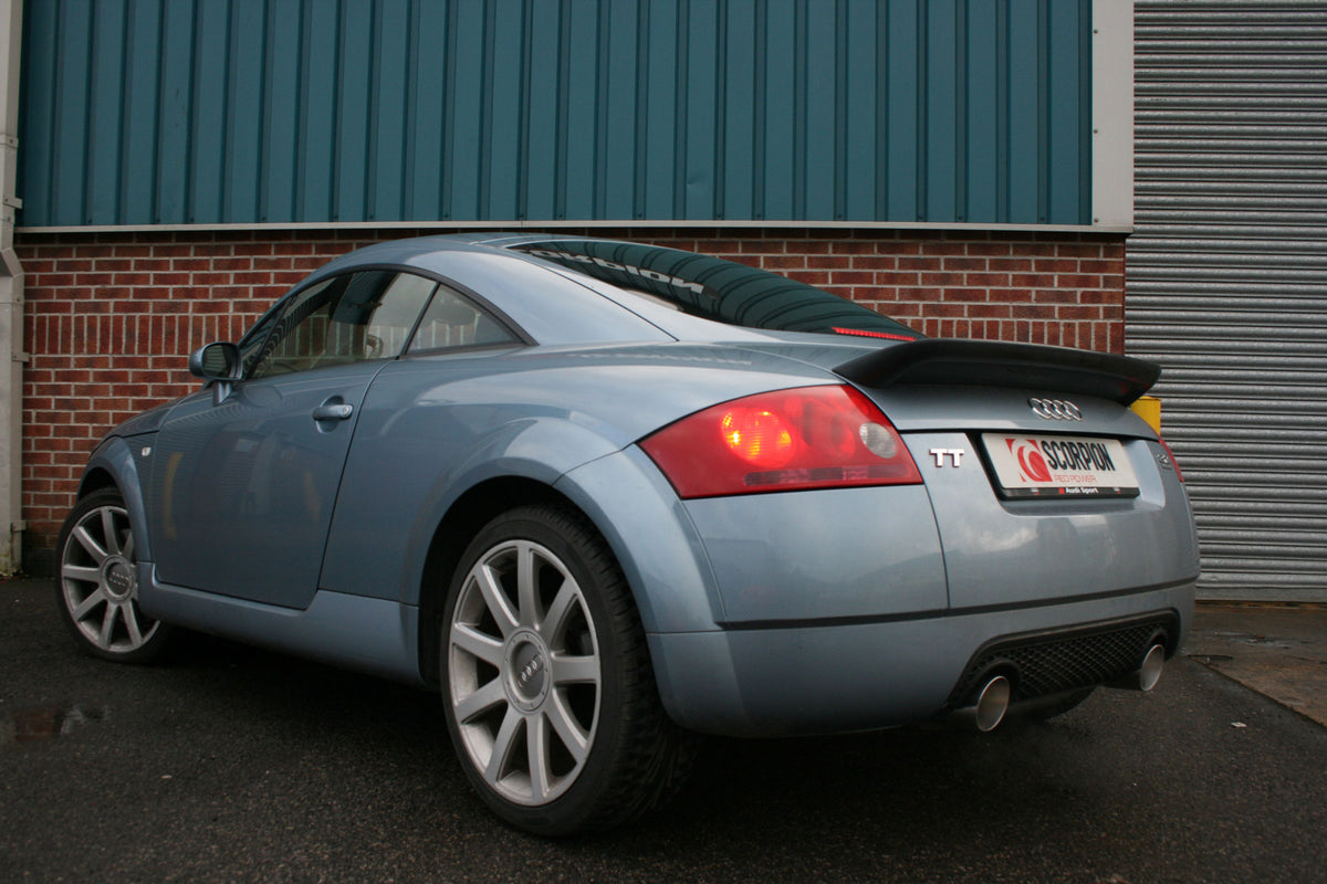 Scorpion Audi TT Mk1 quattro 3.2 V6 cat-back exhaust system with resonated muffler and polished stainless steel pipes.