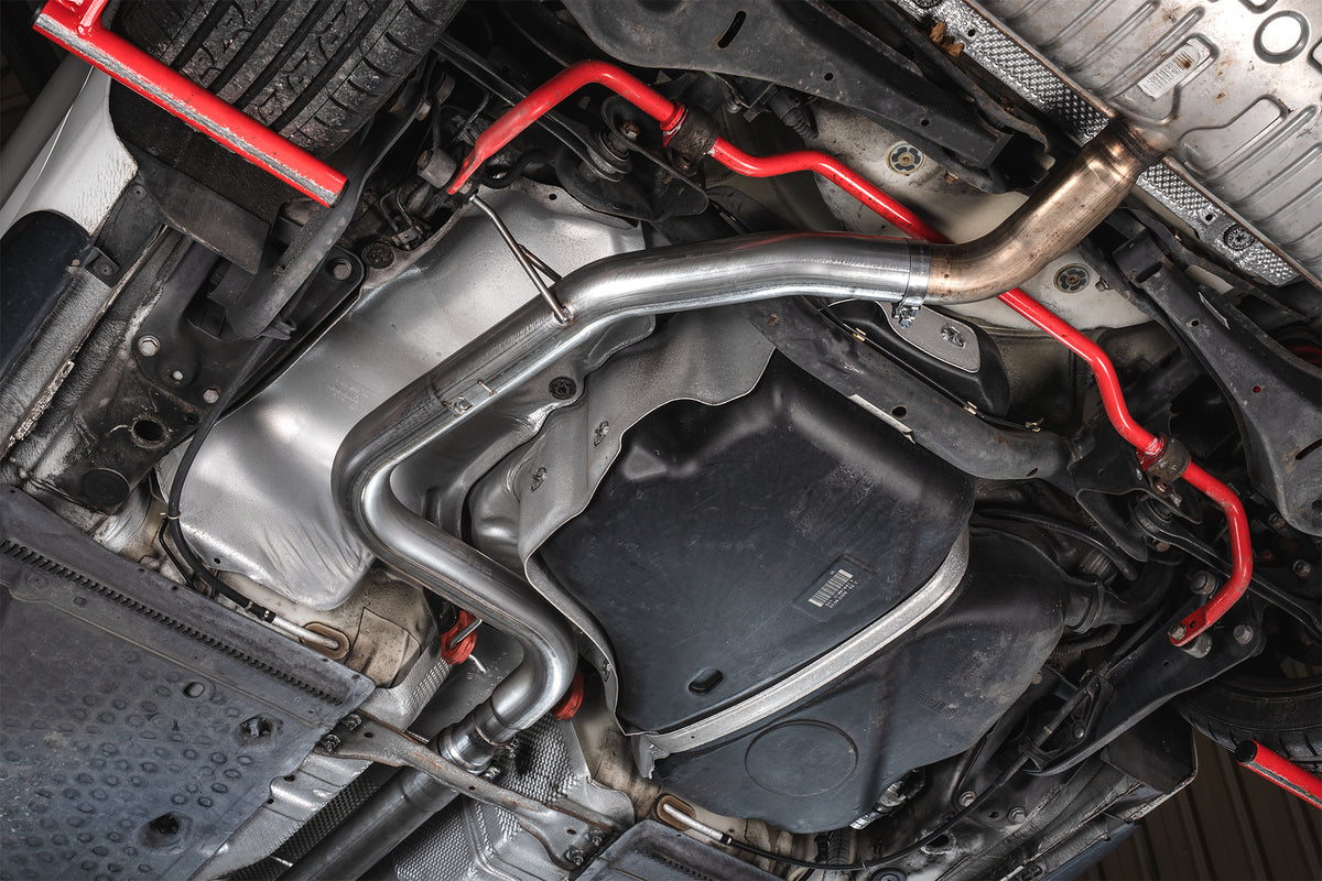 Scorpion Volkswagen Golf Mk6 GTI and Edition 35 centre silencer delete pipe installed in the exhaust system.