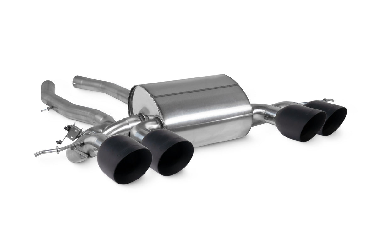 Scorpion BMW M3 G81 Touring Half Exhaust System featuring polished stainless steel pipes and exhaust tips.