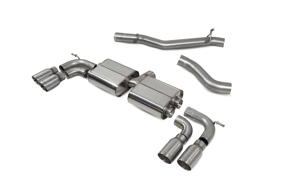 Scorpion Exhausts GPF-Back exhaust system for Audi S3 8V 3-Door/Sportback, non-resonated cat system without valves, sporty design.