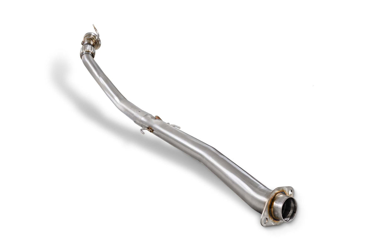 Scorpion Toyota Yaris GR GEN 2 De-Cat Downpipe, stainless steel exhaust part with polished finish, designed for performance upgrade.