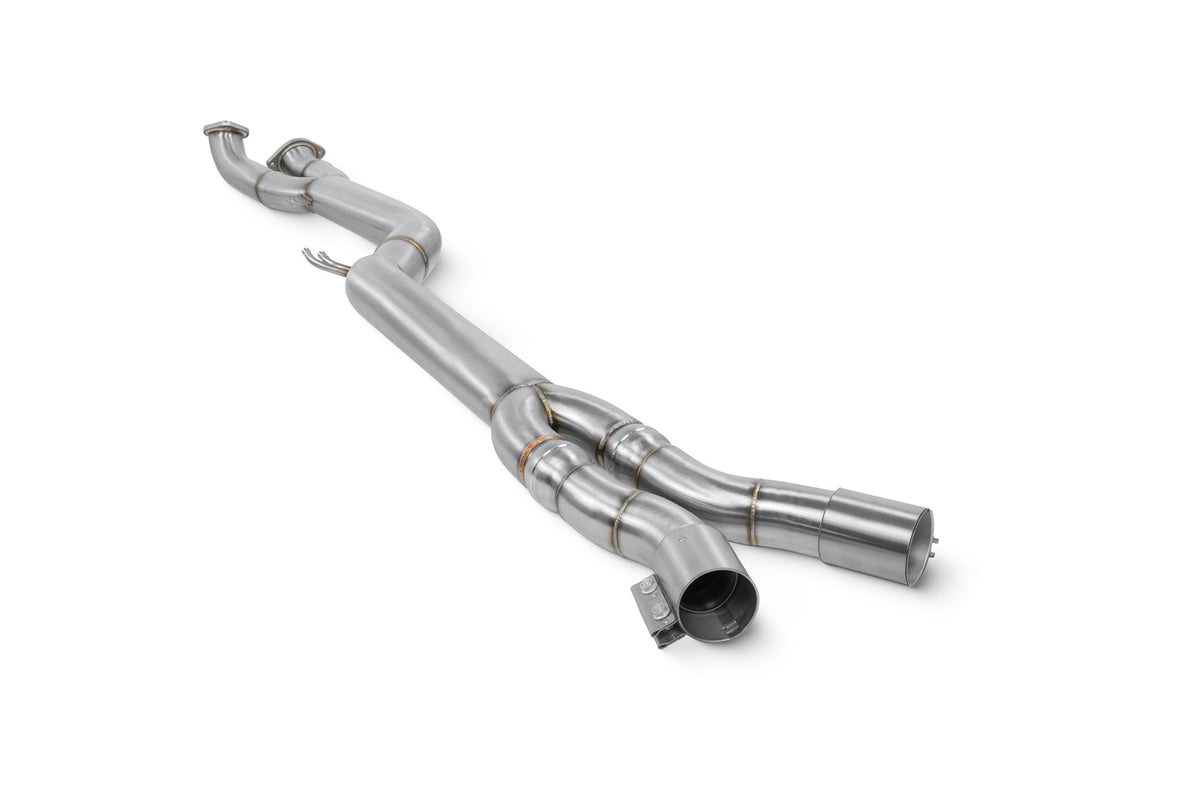 Scorpion BMW X3 M LCI and X4 M Competition exhaust mid pipe, remove GPF, steel construction, detailed view of the automotive part