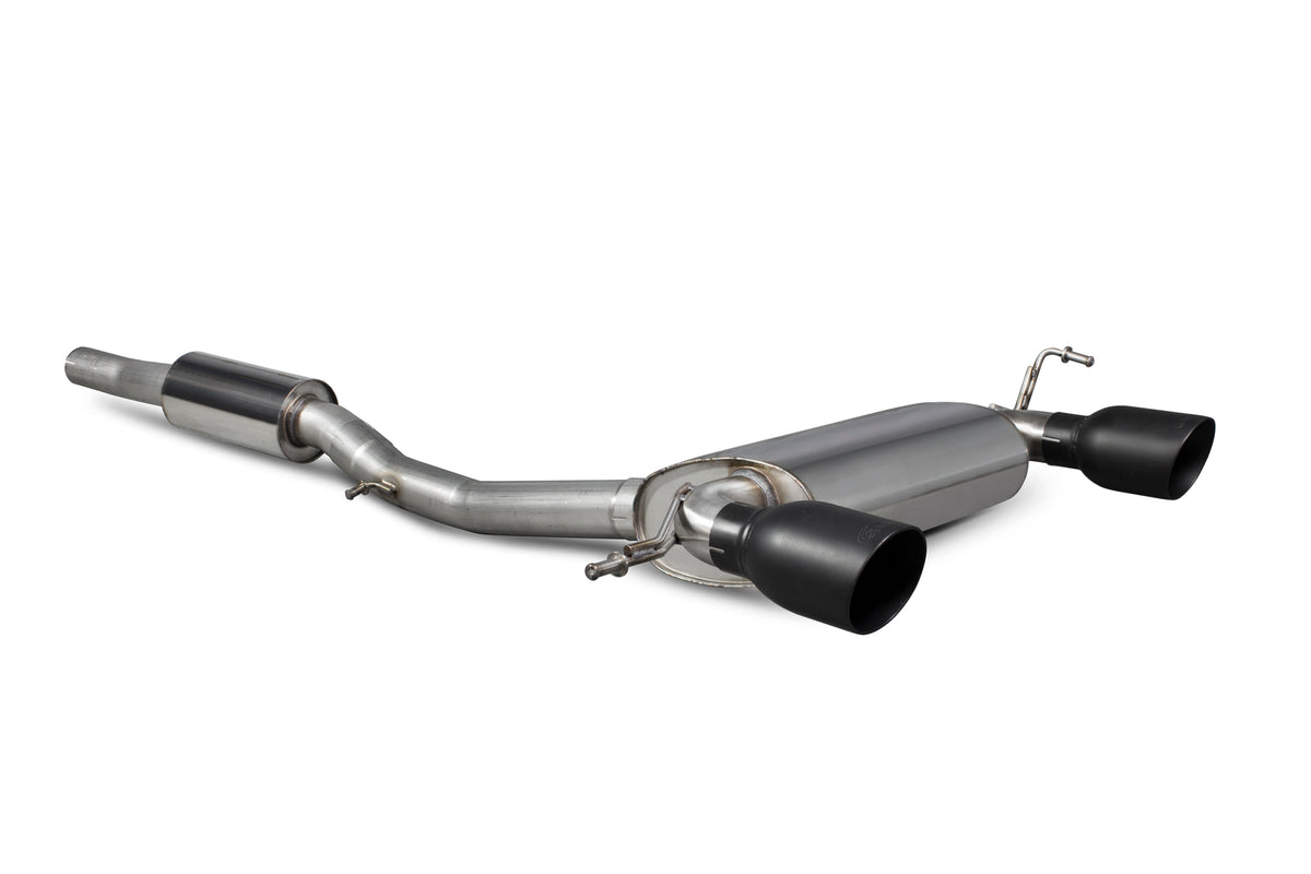 Scorpion Audi TT Mk1 quattro sport resonated cat-back exhaust system with polished stainless steel pipes and dual exhaust tips.
