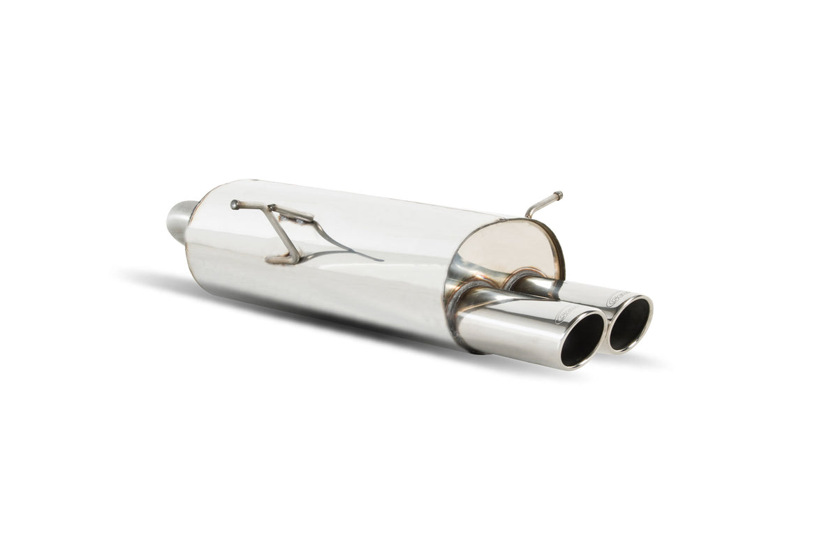 Scorpion BMW E46 3-Series rear silencer exhaust part for 320, 325, 330 models, showing the metallic muffler component.