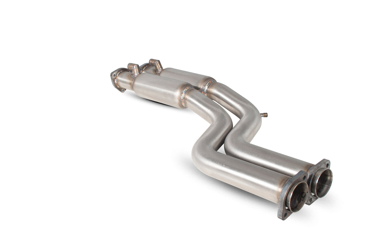 Scorpion BMW M3 E46 catalyst replacement part, performance exhaust component with metal finish and engineered for optimal flow.