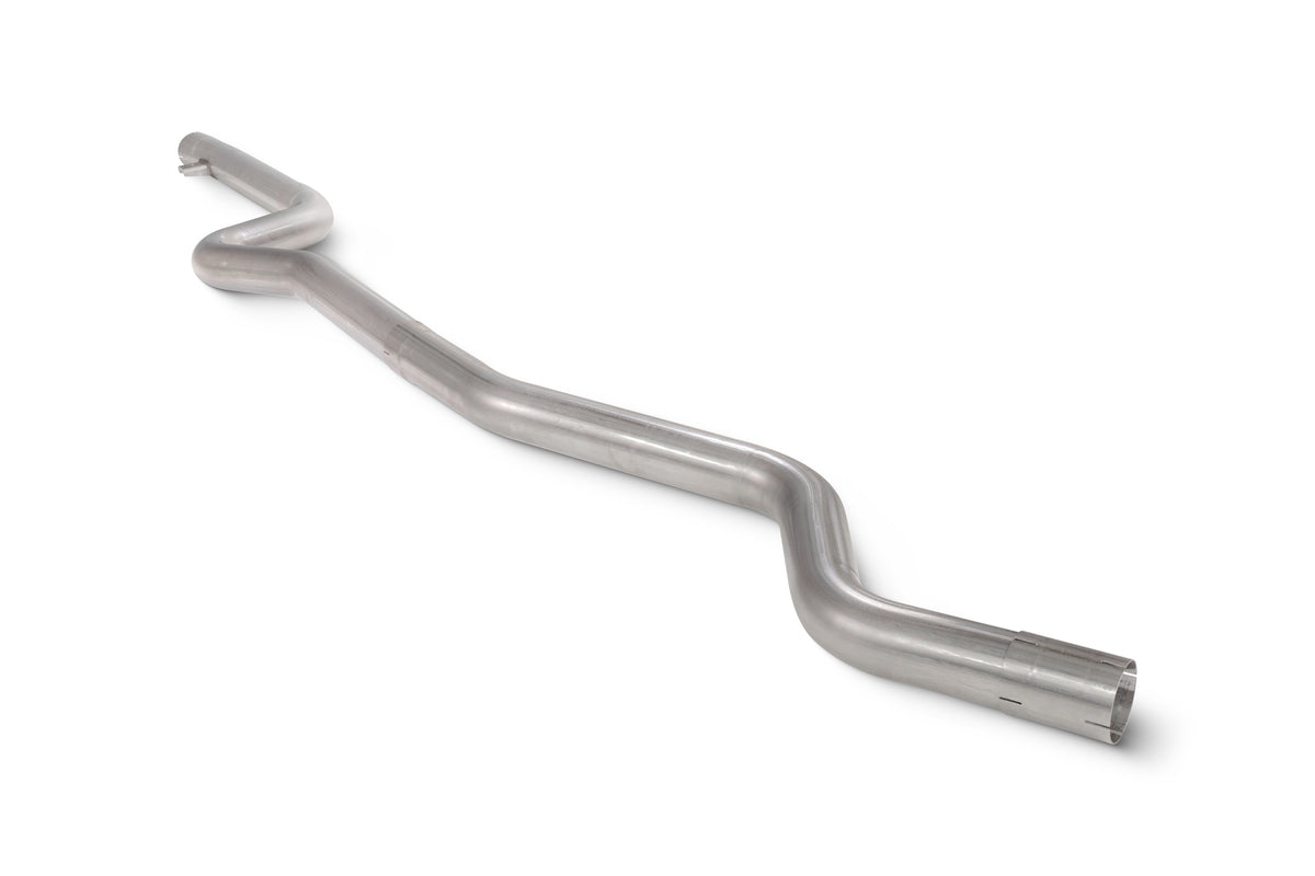 Scorpion BMW 340i F30/F31 15-18 & 440i F32/F33/F36 16-18 resonator delete pipe installed in the exhaust system.