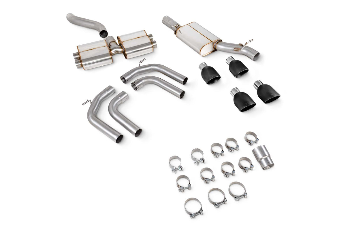 Scorpion Audi S3 8Y Sportback GPF-Back Exhaust System with resonated cat-back design and polished stainless steel finish.