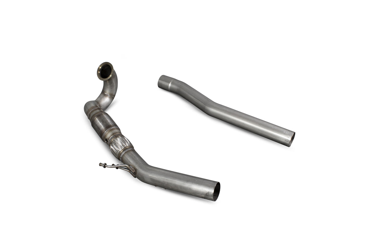 Scorpion sports cat downpipe with high flow catalyst for Volkswagen MK7 Golf R, Golf R Estate MK7.5, and Audi S3 8V non-GPF models