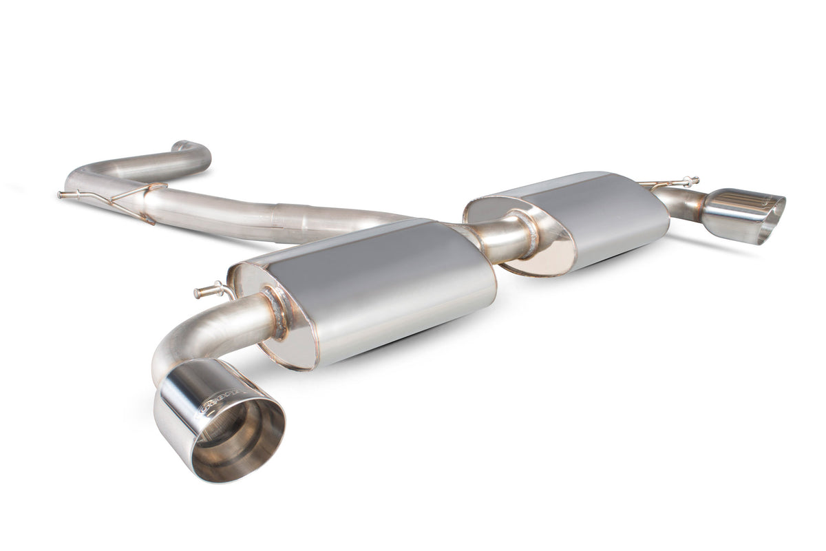 Scorpion Volkswagen Golf Mk6 GTI 2.0 TSI Edition 35 non-resonated cat-back exhaust system, showing polished stainless steel pipes.