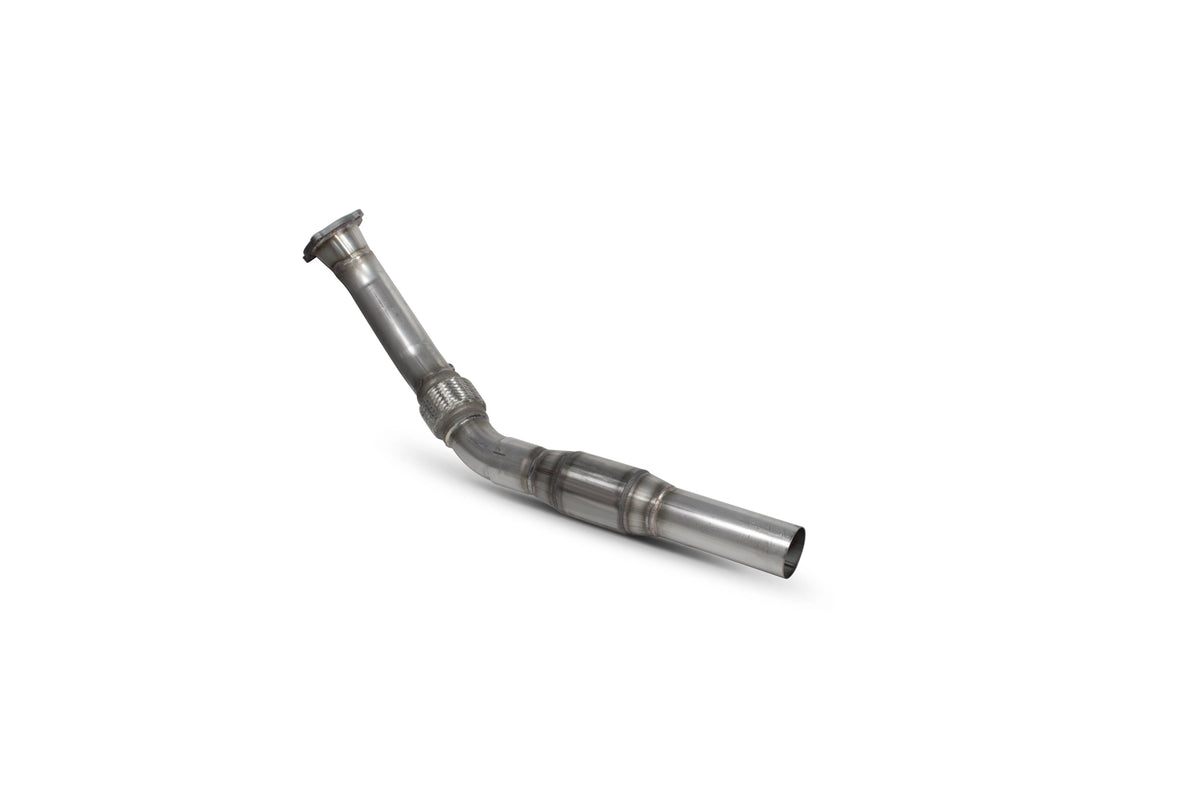 Scorpion Volkswagen Golf Mk4 GTI 1.8T sports cat downpipe with high flow catalyst, showcasing a polished exhaust component.