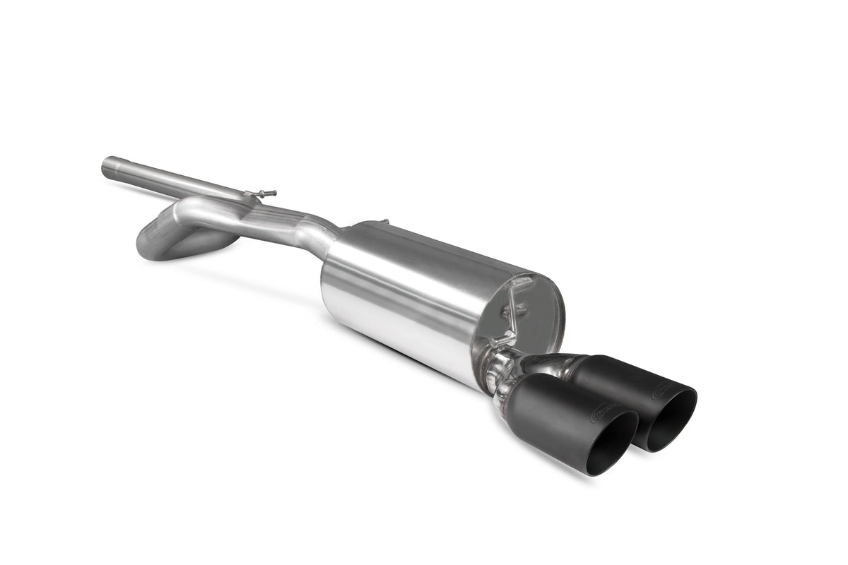 Scorpion Volkswagen Polo Gti 1.8T 6C cat-back exhaust system with polished stainless steel pipes and dual tailpipes.