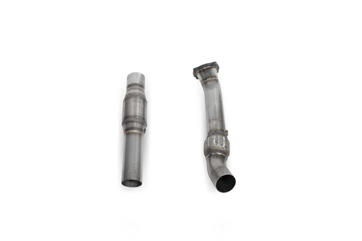 Scorpion Volkswagen Golf Mk4 GTI 1.8T sports cat downpipe with high flow catalyst, showcasing the stainless steel exhaust component.