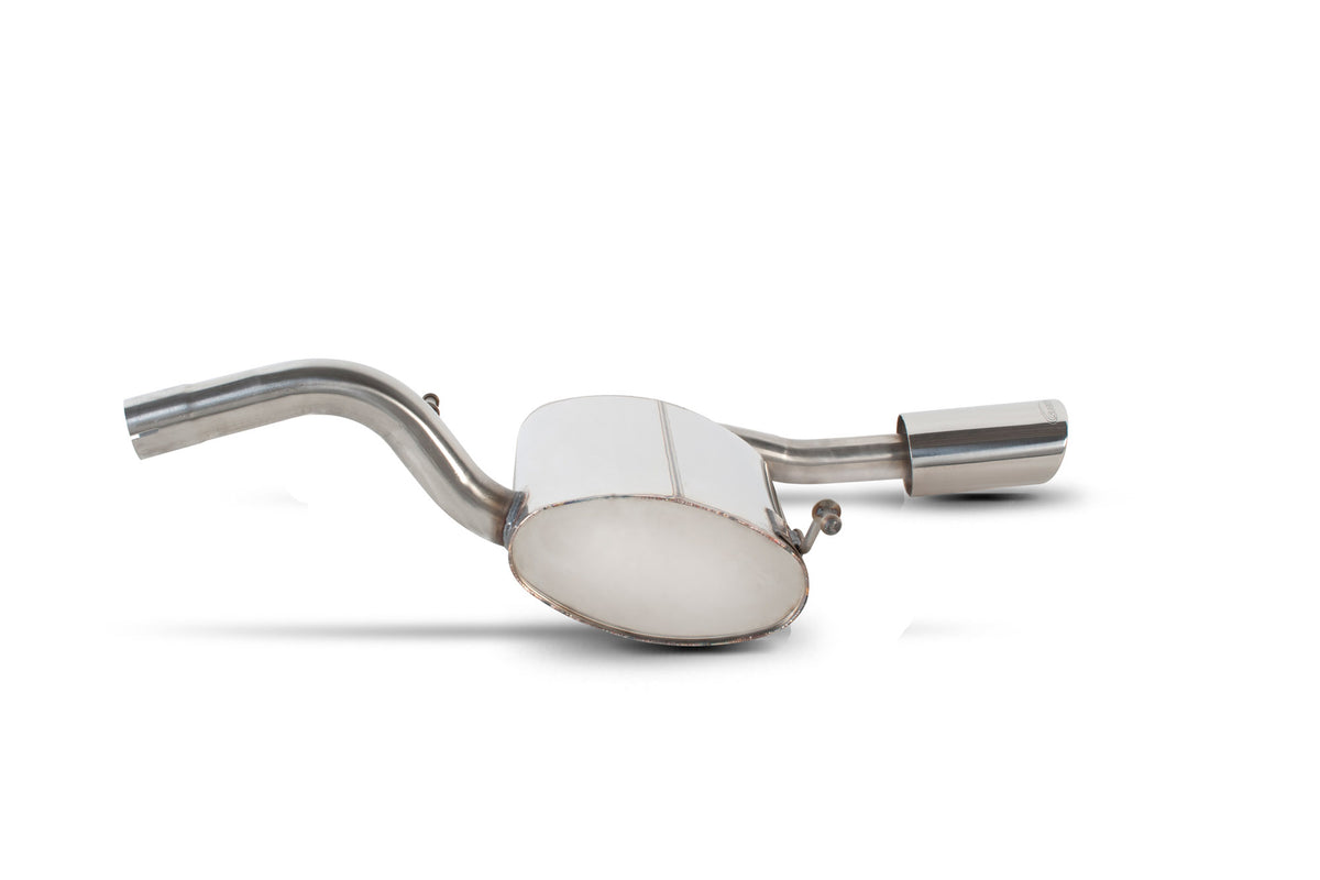 Scorpion Volkswagen Lupo 1.4 16v Sport and Arosa 1.4 16v Sport rear silencer exhaust component on vehicle.