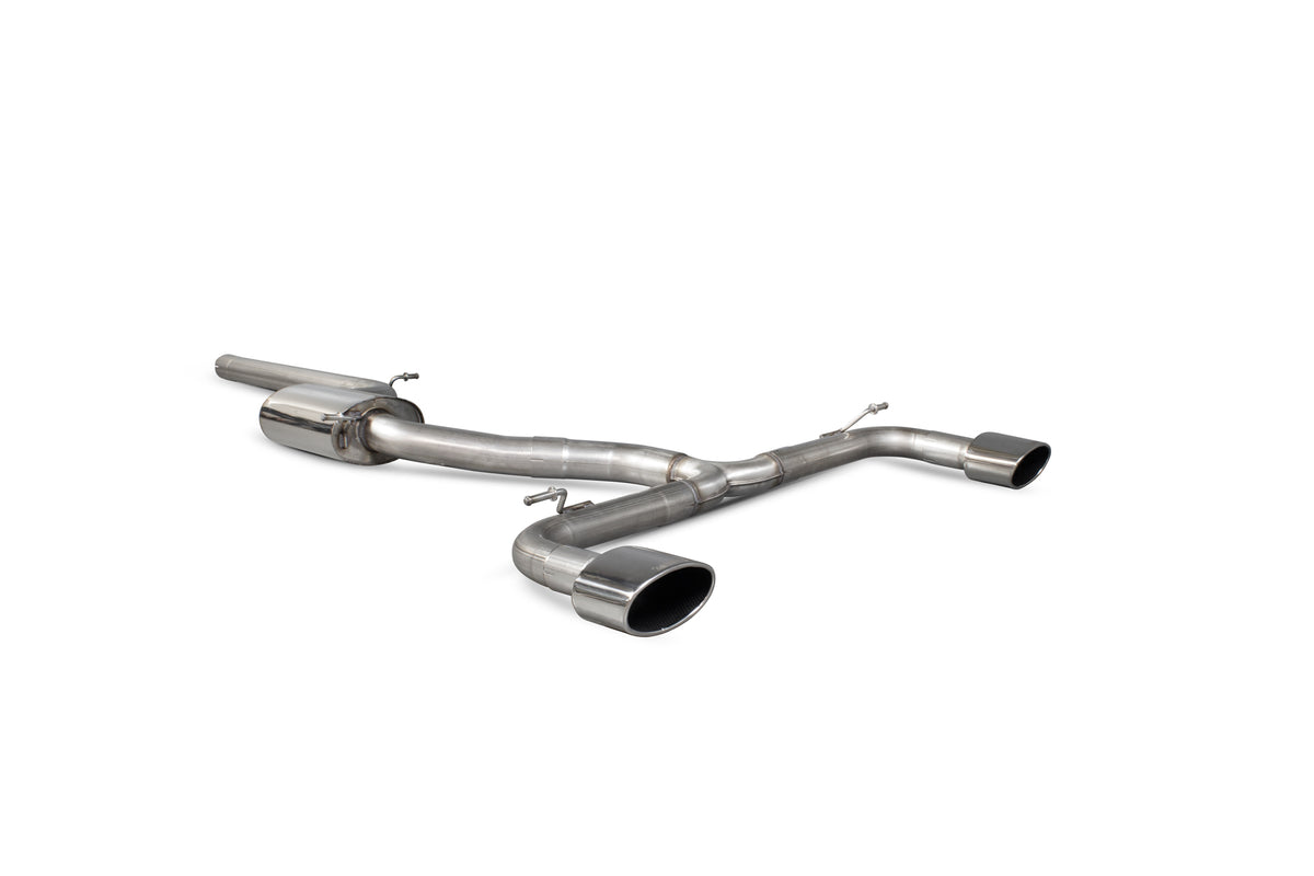 Scorpion Exhausts GPF-back exhaust system for Seat Leon Cupra 2.0 TSI models, non-resonated cat/GPF-back system, metallic finish.