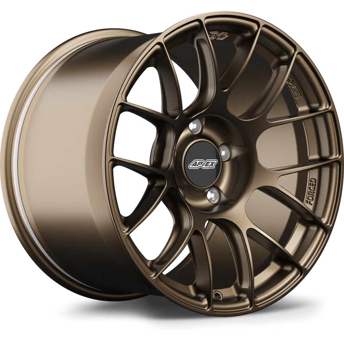 Apex EC-7RS forged alloy wheels with a sleek multi-spoke design, shown on a vehicle for a modern, high-performance look.