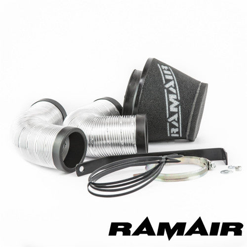 Ramair performance foam induction kit installed in a BMW E81 E88 116D/118D engine bay, showcasing the air filter and intake components.