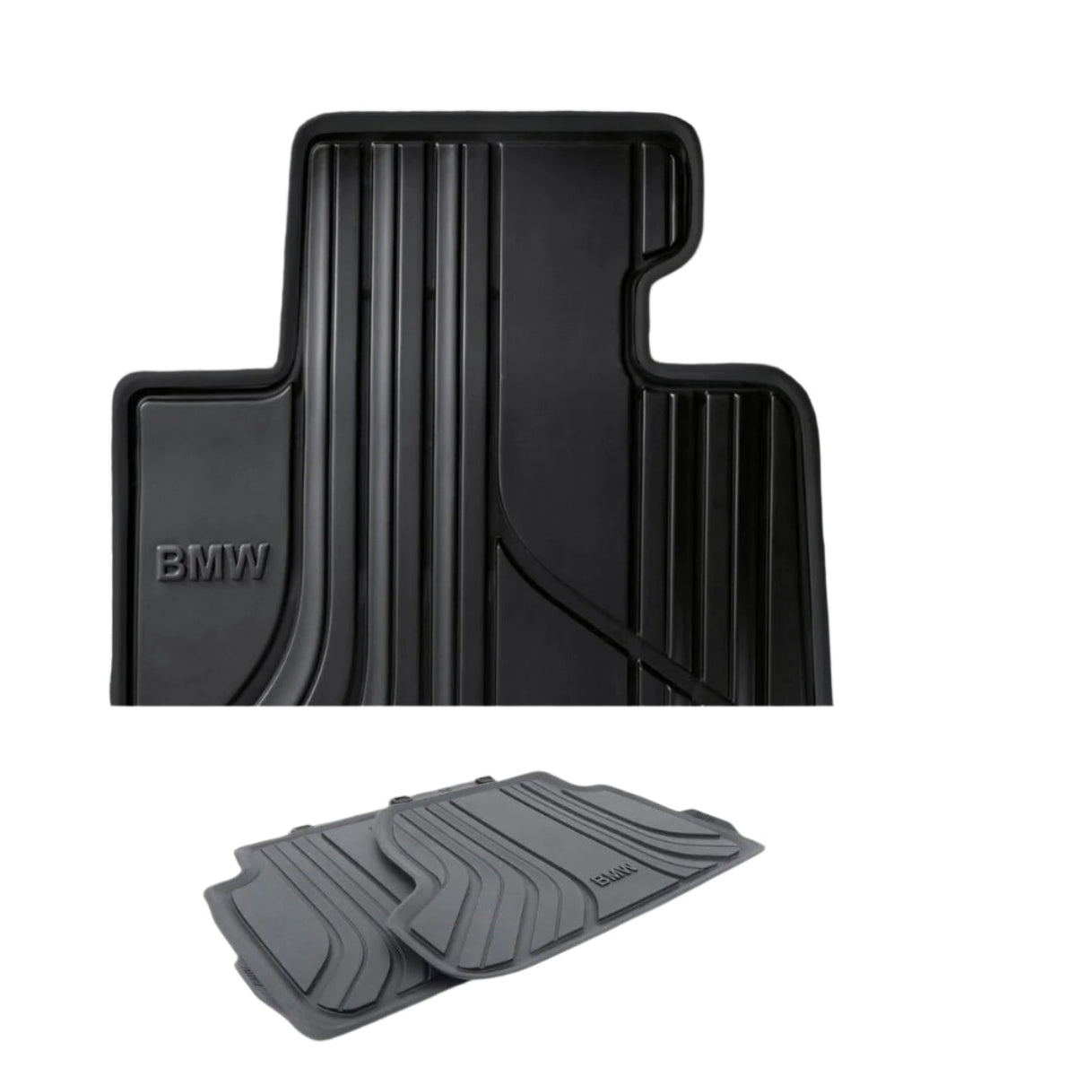 Genuine BMW F21 F22 F87 rubber all-weather floor mat set, full set of durable mats for vehicle protection.