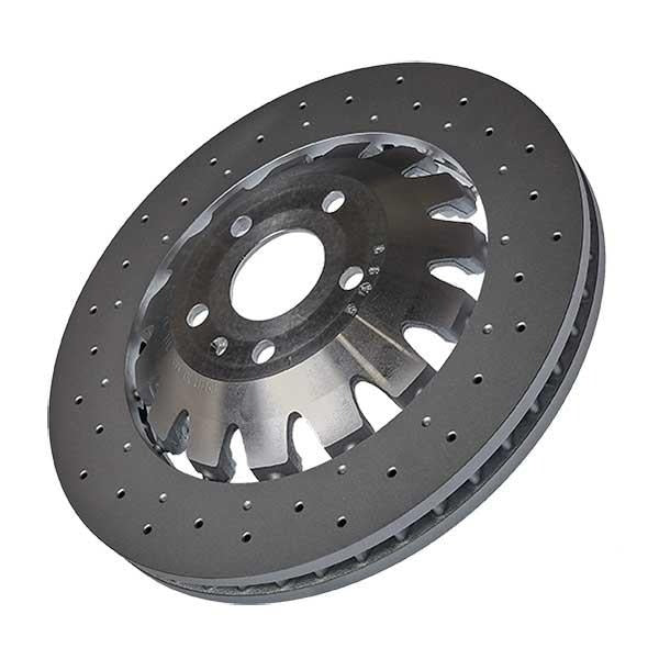 VNE OEM front brake discs for Audi RS3 8V saloon and Sportback, 370mm pair, showing vented and drilled design.