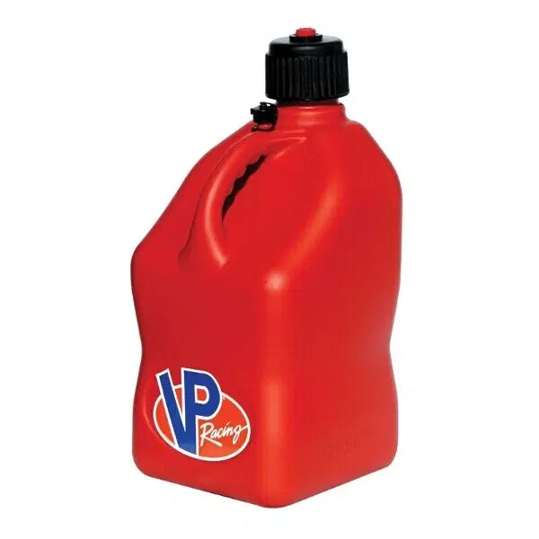 VP Racing Square Motorsport Container 20Ltr with secure cap, durable plastic construction, designed for racing fuel and fluid storage.