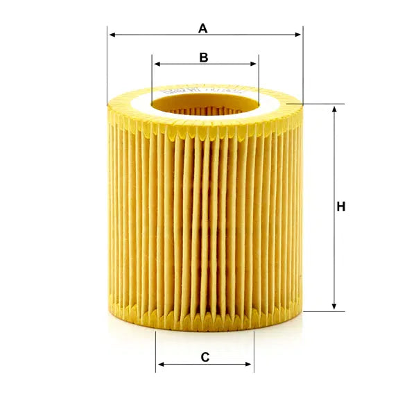 Mann oil filter M2 M3 M4 N55 S55 for BMW engines, showing the black cylindrical filter element with metal top and sealing gasket.