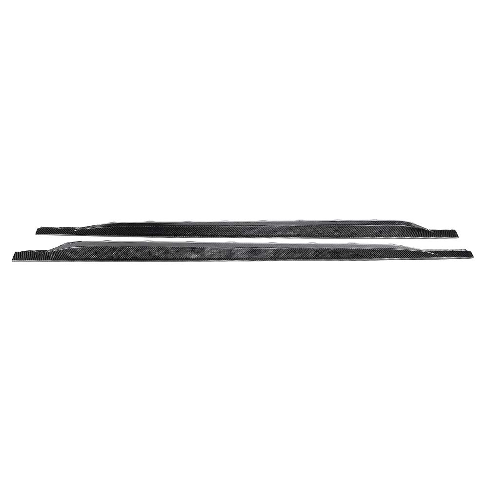 Audi RS3 8Y 2022+ carbon fibre side skirts by CT Carbon, showing sleek, aerodynamic design on a sporty car.