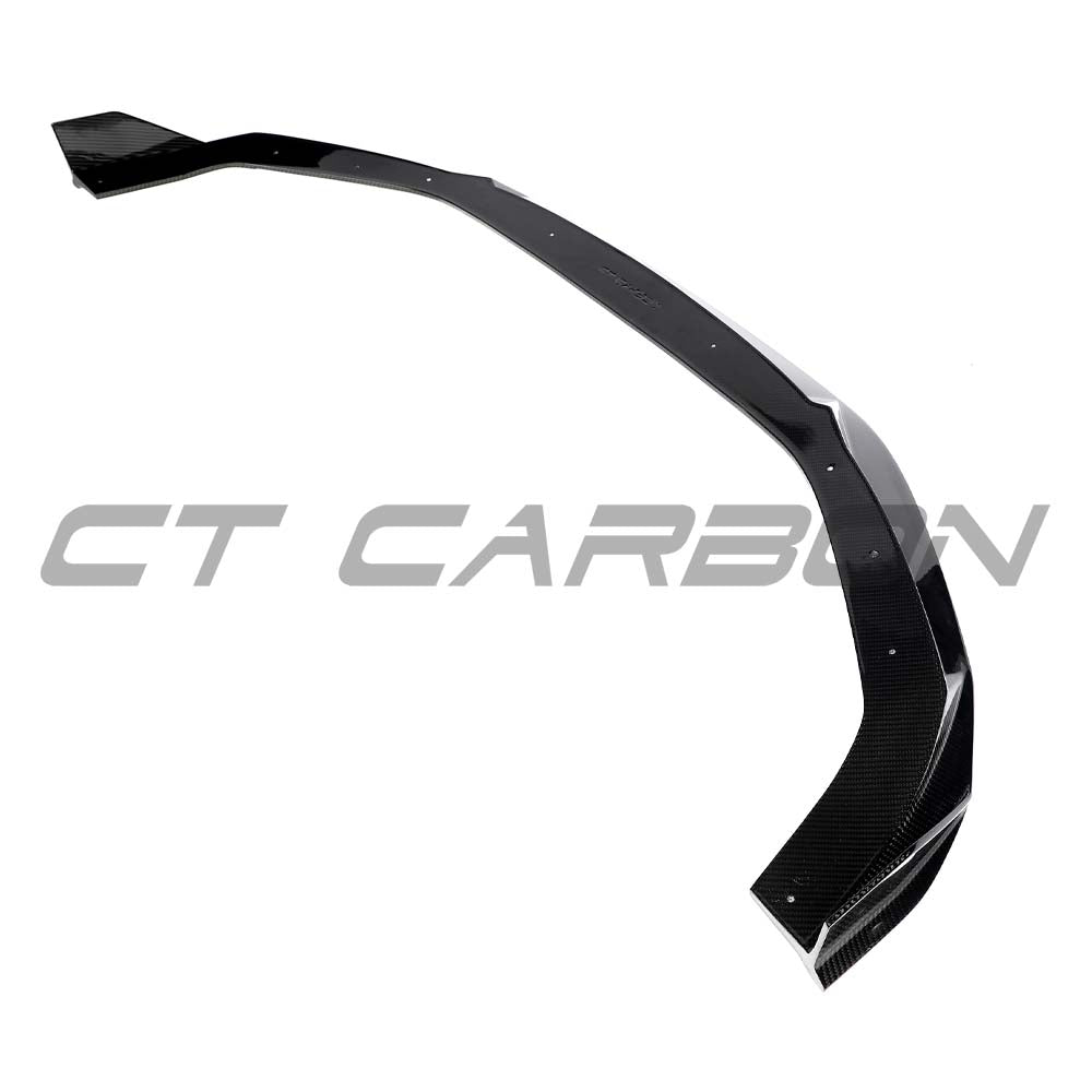 Carbon fibre splitter for Audi RS3 8Y 2025+ by CT Carbon, shown installed on the front bumper of the vehicle.